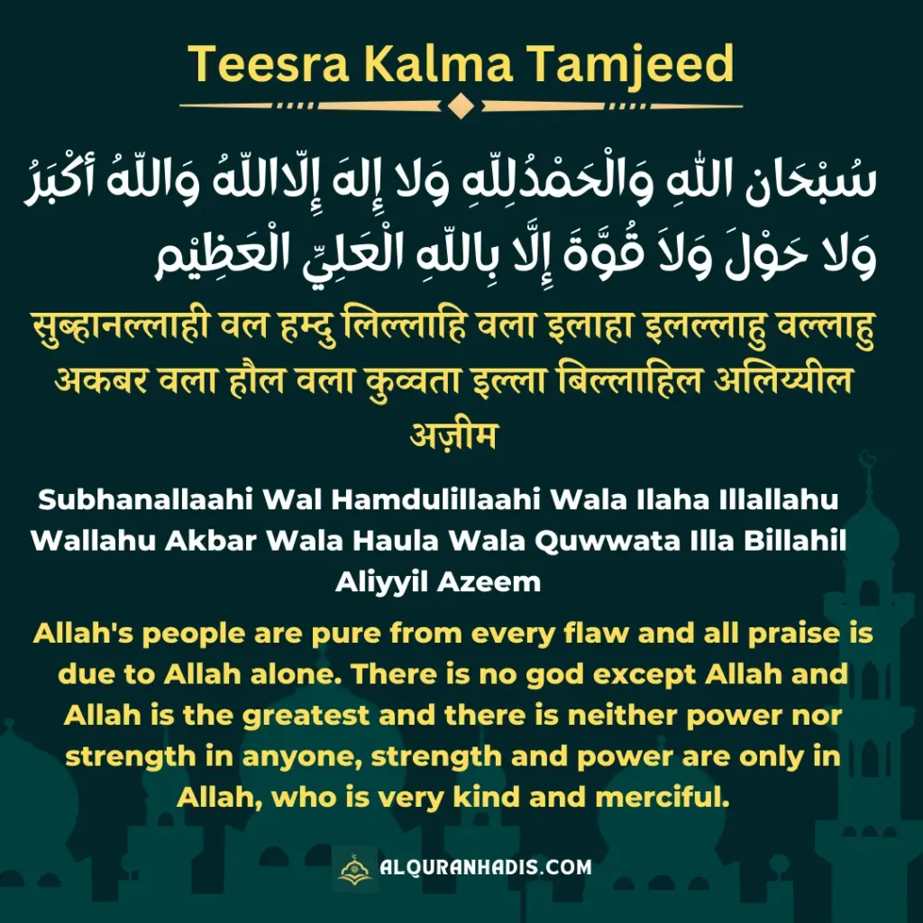 Teesra Kalma Tamjeed: in Hindi, Roman English With Tarjuma