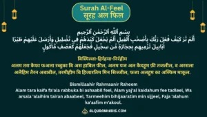 Surah Al Feel(Al-Fil): In Arabic, Hindi, Roman English with Tarjuma